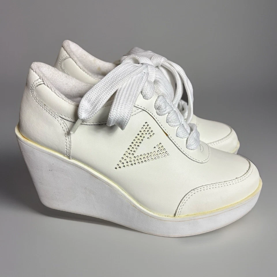 Zapatillas de cuña vintage Y2K VOLÁTILES para mujer talla 7,5 cuero blanco LEER Foto 1 de 4