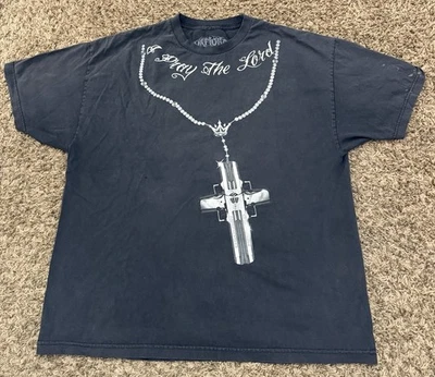 Camiseta De Colección Y2K Mafioso "I Pray The Lord" Negra Doble Cara Para Hombre Talla 2XL Foto 1 de 4