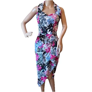 Vestido Vivien of Holloway London Azul Floral Sarong Estilo Pinup Talla XS - Imagen 1 de 21