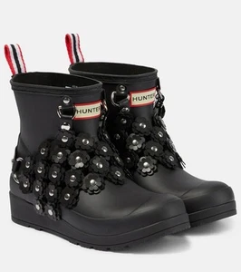 Noir Kei Ninomiya x Hunter Comme des Garcons Biker Rubber Ankle Rain Boots US 10 - Picture 1 of 22