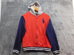 Polo Ralph Lauren Hoodie Youth Large 14-16 Red Navy Full Zip Big Pony 67 Varsity - Picture 1 of 18