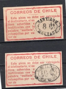 CHILE, 2 DIFFERENT TAX STAMPS, SOFICH # 8, YV # 40 CENTS, VERY RARE! - Picture 1 of 1