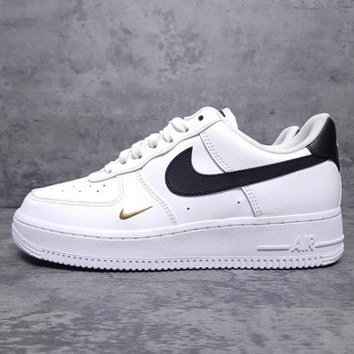 NIKE Air Force 1 '07 Essential Shoes Womens Size 7.5 White Black Gold CZ0270-102 - Image 1 of 4
