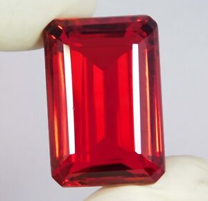 Red Topaz 101.75 Ct Natural Loose Gemstone Brazilian Emerald Cut Certified