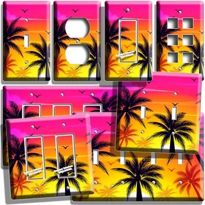 VIVID CALIFORNIA ROSA SONNENUNTERGANG PALMEN LICHTSCHALTER STECKDOSE WANDPLATTE HD DEKOR - Bild 1 von 34