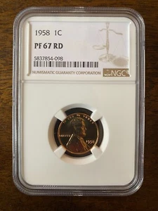 1958 Lincoln Wheat 1C NGC PF 67 RD Brown Label - Picture 1 of 2