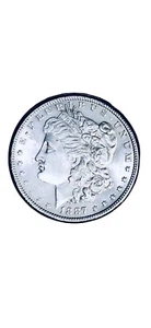 1887 BU GEM MORGAN SILVER DOLLAR UNC MS+++ PL U.S. MINT RARE ACTUAL PHOTO - Picture 1 of 2