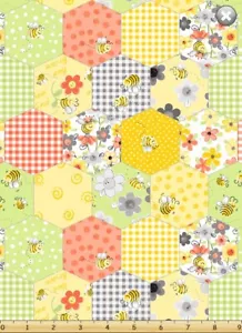 29" Long Remnant Susybee SWEET BEES Honeycomb Patchwork Quilt Fabric SB20363-100 - Picture 1 of 1