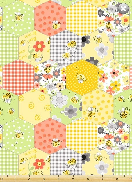 Susybee SWEET BEES Honeycomb Patchwork Quilt Fabric ~Sold by 1/2 yd #SB20363-100 - Image 1 of 1
