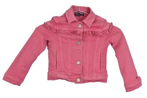 TOMMY HILFIGER Pink Denim Jacket size 104 Girls Button Up Outerwear Outdoors - Picture 1 of 5