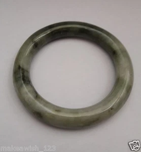 Rare Antique Natural Chinese Round Green Translucent Jade Bangle AGrade Bracelet - Picture 1 of 6