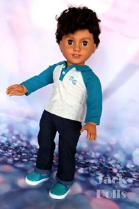 Custom OOAK American Girl Doll BOY Face Repaint Med Skin Brown Eyes Freckles - Picture 1 of 7