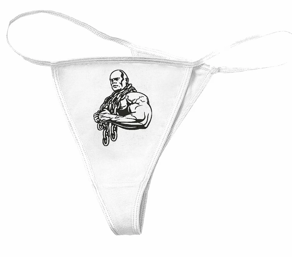 Damen String Tanga BODYBUILDER MIT KETTEN BODYBUILDING GYM KRAFTTRAINING FITNESS - Bild 1 von 1