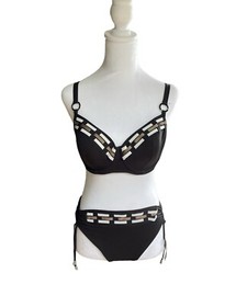 Lise Charmel 2 Piece Bikini Set Black White Brown Detail Women&rsquo;s Bottom M Top 34