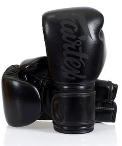 GENUINE FAIRTEX BRAND NEW MICRO FIBER BOXING GLOVES SUPER BLACK VERSION - Picture 1 of 7