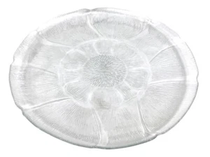 Arcoroc France Fleur Flower Embossed Clear Glass 13" Serving Platter Tray Dish - Picture 1 of 4