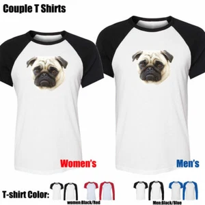 Pug Dog Animal AWW Cute Couples Print T-Shirt Womens Mens Graphic Tee Shirt Tops - Picture 1 of 28