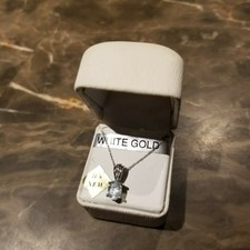 10k white gold oval shaped aquamarine diamond pendant chain designer necklace