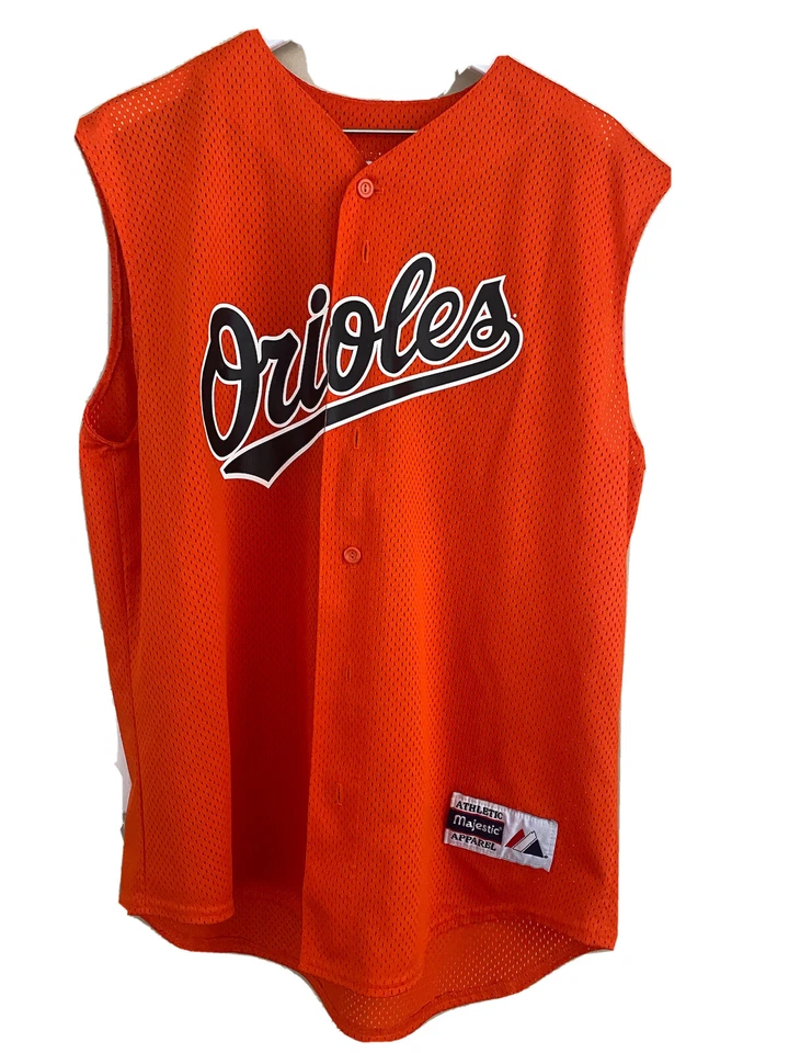Vintage Orioles Baseball Cal Ripken Majestic Sleeveless orange size Large rare. - Imagem 1 de 4