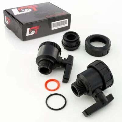 2x PE-Ventil Absperrhahn Kugelhahn Verschraubung Bewässerung Rohr Leitung 1"x1" - Bild 1 von 4