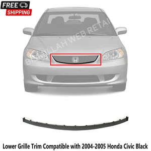 Lower Grille Trim Compatible with 2004-2005 Honda Civic Black - Foto 1 di 4