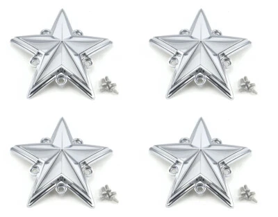 4 NEW KMC XD775 Rockstar Rim Wheel Center Cap Replacement Stars CHROME w/ Screws - Image 1 of 4