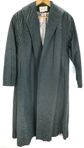 Chaqueta Abrigo Vintage Cee Dee Original Para Mujer 12 Negro Remolino Floral Brocado Retro - Imagen 1 de 13