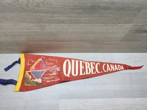 Vintage Antique Felt Souvenir Pennant Port De Quebec Canada Indian 22" - Picture 1 of 4