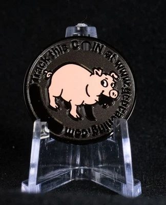Happy Caching - Pig Miro Geocoin Black Nickel - Bild 1 von 2