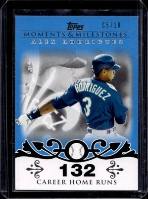 2008 Topps Moments & Milestones Alex Rodriguez 132 Home Runs Blue #5/10 Mariners - Image 1 of 2