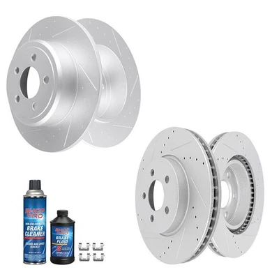 Slotted Front & Rear Brake Discs Rotors For Dodge Challenger 2012 - 2016 2017 V6 - Image 1 of 3