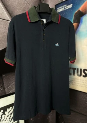 Vivienne Westwood MAN Polo Shirt XL Orb Logo Navy Red Green Collar Rare VTG - Image 1 of 4