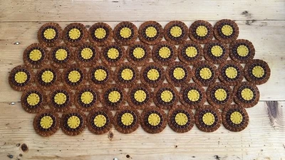 Primitive Style Penny Rug/Mat, Fall Color, 100% Wool, Handmade  - Image 1 of 4