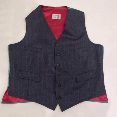 Turnbull & Asser 100% Wool Waistcoat Mens 48 R Red Green Pearl Buttons - MINT - Image 1 of 4