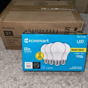 60W Equivalent Bright White A19 Dimmable LED Light Bulb (5 Pack of 4) FREE SHIP - Picture 1 of 6
