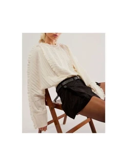 Free People Top Womens S More Romance Ruffle Eyelet Lace Knit Boho Cottagecore - Picture 1 of 13