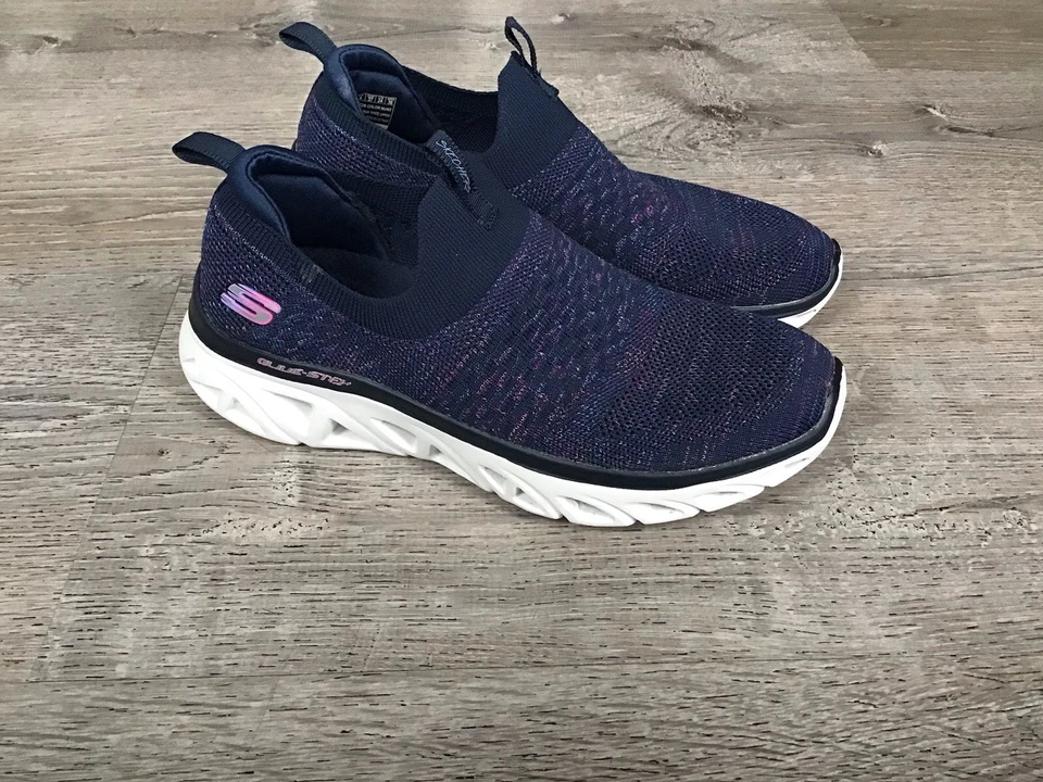 Skechers Glide Step Sport Lively Glow 女式 7 码海军蓝多懒人鞋 — 第 1/4 张图片