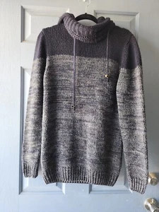 Suéter de punto con capucha para hombre Pullover manga larga azul y gris pequeño - Imagen 1 de 7