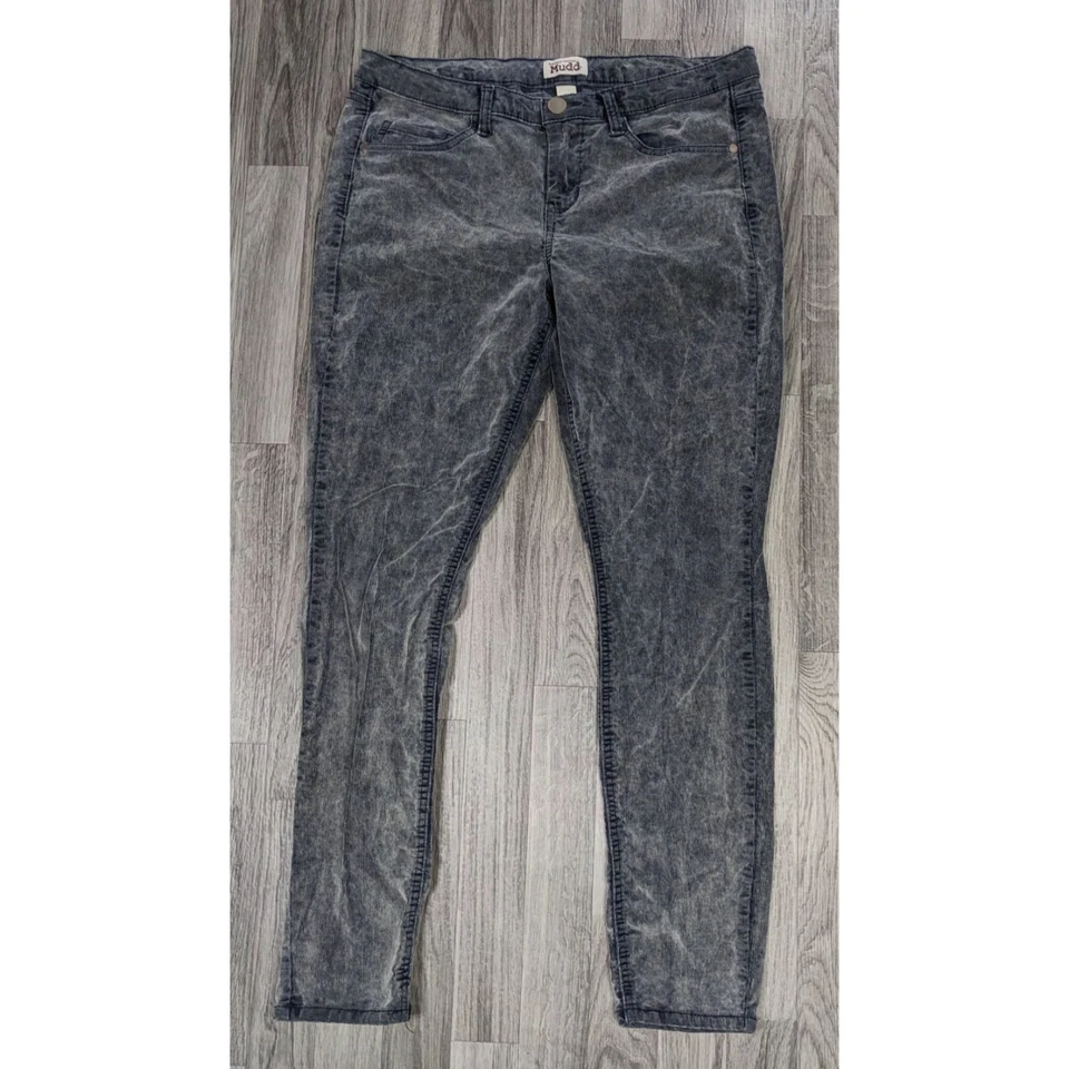 Pantalones Mudd Juniors Talla 15 Pierna Recta Bordados Bolsillos Gris Azul Pana Foto 1 de 4