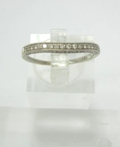 BEAUTIFUL LADIES 14K WHITE GOLD CONTOUR WEDDING BAND (SZ 7+) .0475CT.2.0G - Picture 1 of 8