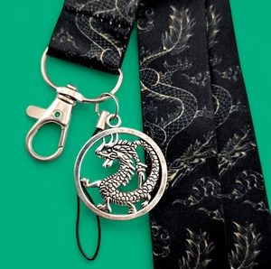 CORDÓN DRAGÓN NEGRO Serpiente Asiática China Dije Cuello Llavero Identificación Insignia Correa 4J - Imagen 1 de 3