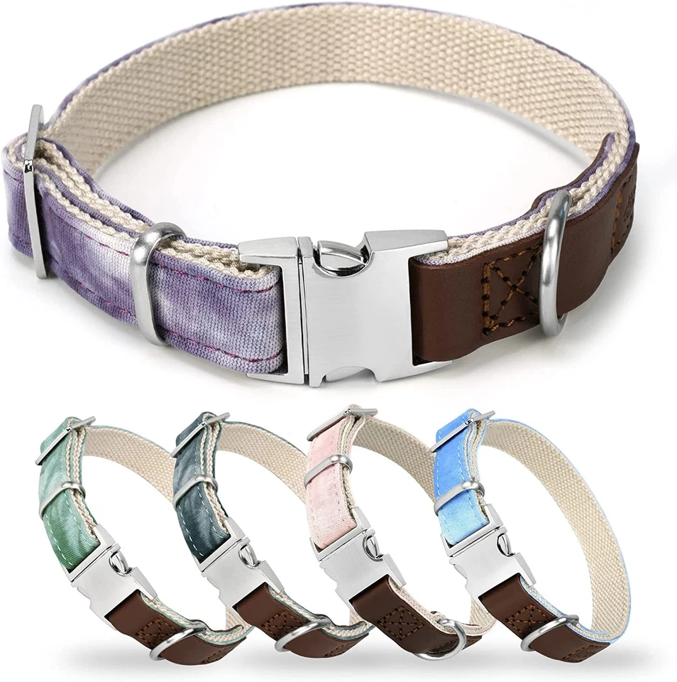 Pet Dog Collar Durable Metal Buckle with D-Ring Adjustable Dog Collars for Small - Image 1 of 4