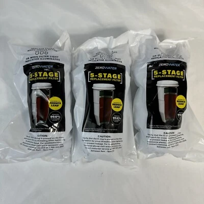 3 Pack ZeroWater 072-00-0133 Advanced 5-Stage Replacement Filters ZR-006 Genuine - Image 1 of 2