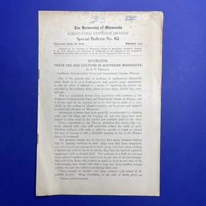 Vtg University of MN Agriculture Pamphlet Soybeans Their Use & Culture Southern - Picture 1 of 2