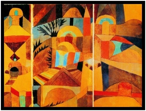 Paul Klee Poster Kunstdruck Bild im Alu Rahmen Tempelgarten 60x80cm Neu - Bild 1 von 1