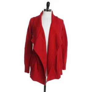 INC Womens S Cotton Open-Front Cardigan Sweater Solid Top Long Sleeve Casual Red - Picture 1 of 4