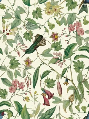 Green Floral Peel and Stick Wallpaper Bird Self Adhesive Wallpaper 17.3"X118" - Image 1 of 4