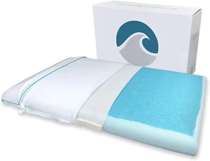 Super Slim Max Cool CarbonBlue Gel Memory Foam Pillow - Picture 1 of 5