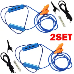 Juego de 2 tapones para los oídos azules auriculares Bluetooth para trabajo, supresión de ruido, audición NUEVO - Imagen 1 de 7