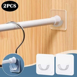 2pc Adhesive Shower Curtain Rod Holder Wall Mounted Shower Rod. - Picture 1 of 8